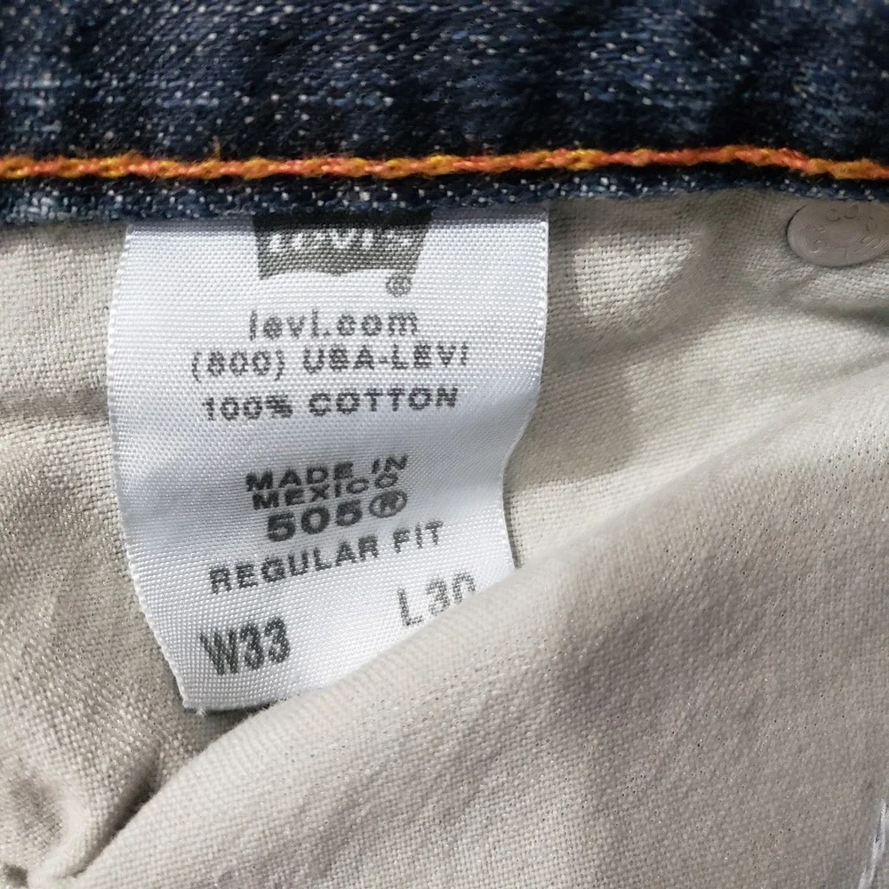 Vintage Levi's 505 Jeans Mens 33x30 Blue Denim Dark Wash Y2k Straight Leg